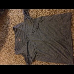 Gray tie sleeve off the shoulder top